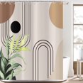 thumbnail image 1 of Abstract Boho Leaf Shower Curtains, Weighted Bottom Mid Century Modern Bohemian Terracotta Minimalist Geometric Arch Botanical Bathroom Curtain Waterproof Fabric Washable with Hooks,36"x72", 1 of 6