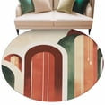 thumbnail image 1 of Abstract Boho Round Rug 8ft Washable Circle Rugs Non Slip Vintage Minimalist Arch Geometric Red Orange Large Area Rug Indoor Floor Carpet for Bedroom Kitchen Living Room Office Dining Room Nursery, 1 of 9