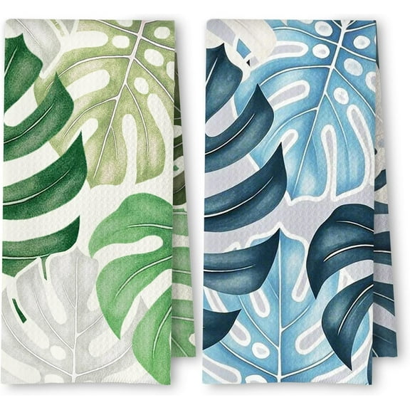 Abstract Boho Sage Green Floral Kitchen Towels Set of 2, 70s Retro Groovy Boho Botanical Dish Tea Towels for Kitchen Decor, Mid Century Modern Hand Towels for Bathroom Decor, 16x24 Inch