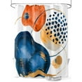 thumbnail image 1 of Abstract Boho Shower Curtain, Orange Navy Watercolor Gold Lines Bathroom Decor Curtains Set with Hooks, Waterproof Fabric Home Accessories， 72 X 78 Inch Long, 1 of 6