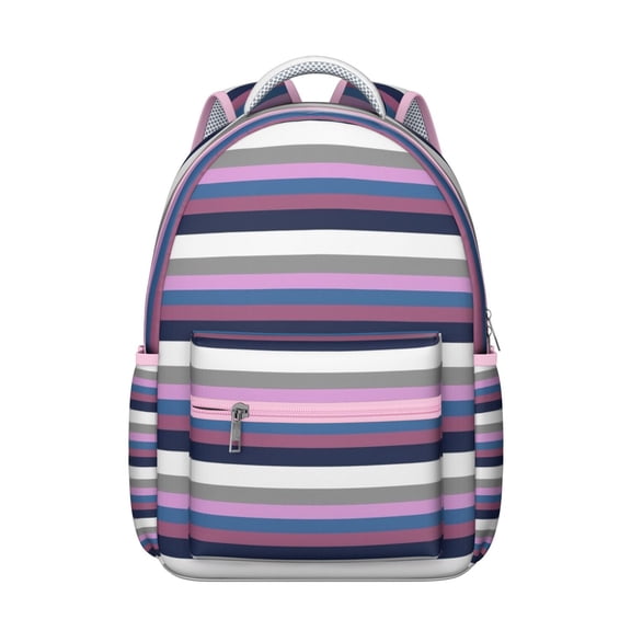 Abstract Boho Students Backpack Geometric Watercolor Rainbow Gradient Design with Starry Night Ocean Beach Scenery
