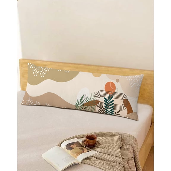 Abstract Boho Throw Pillow Cover,Pastel Geometric Leaves Minimalist Aesthetic Rectangle Decorative Pillow Case Protector Soft Cushion Cover Lumbar Pillowcase for Couch Sofa Bedroom Decor 20x54 Inch