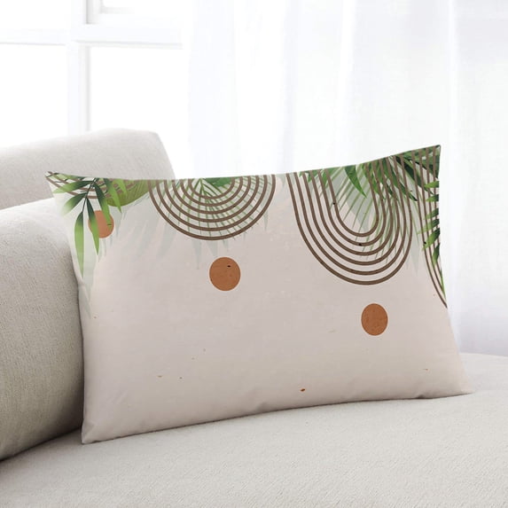 Abstract Boho Throw Pillow Cover,Tropical Palm Leaves Modern Geometric Art Rectangle Decorative Pillow Case Protector Soft Cushion Cover Lumbar Pillowcase for Couch Sofa Bedroom Car Decor 20x30 Inch