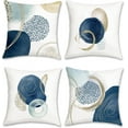thumbnail image 1 of Abstract Boho Throw Pillow Covers 18 x 18 Inch Mid Century Modern Minimalist Blue Geometric Decorative Pillows Covers for Couch Sofa Bed Home Decor Set of 4, 1 of 6