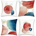 thumbnail image 1 of Abstract Boho Throw Pillow Covers 18 x 18 Inch Mid Century Modern Minimalist Red Blush Blue Geometric Decorative Pillows Covers for Couch Sofa Bed Home Decor Set of 4, 1 of 6