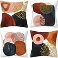 thumbnail image 1 of Abstract Boho Throw Pillow Covers 18x18 Set of 4 Mid Century Modern Aesthetic Navy Blue Burnt Orange Pillow Cushion Covers Geometric Minimalist Art Decor for Couch Bed Home Decor, 1 of 4