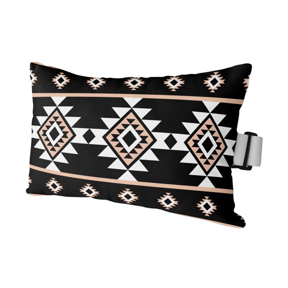 Abstract Boho Tribal Geometric Outdoor Pillow for Chaise Lounge Chair,Retro Ethnic Aztec Pattern Waterproof Headrest Lumbar Pillows with Insert&Elastic Strap for Patio Pool Garden Chairs Decor,1 Pack