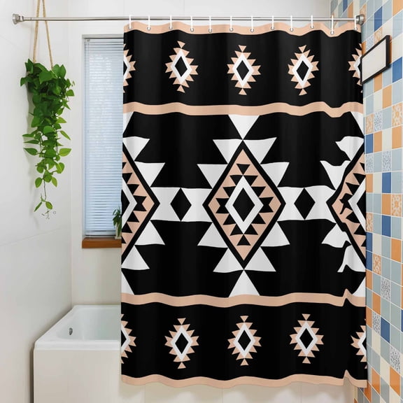 Abstract Boho Tribal Geometric Shower Curtain for Bathroom, Retro Ethnic Aztec Pattern Waterproof Shower Curtains Washable Quick Dry with Hooks Bathtub Curtains 36x72IN
