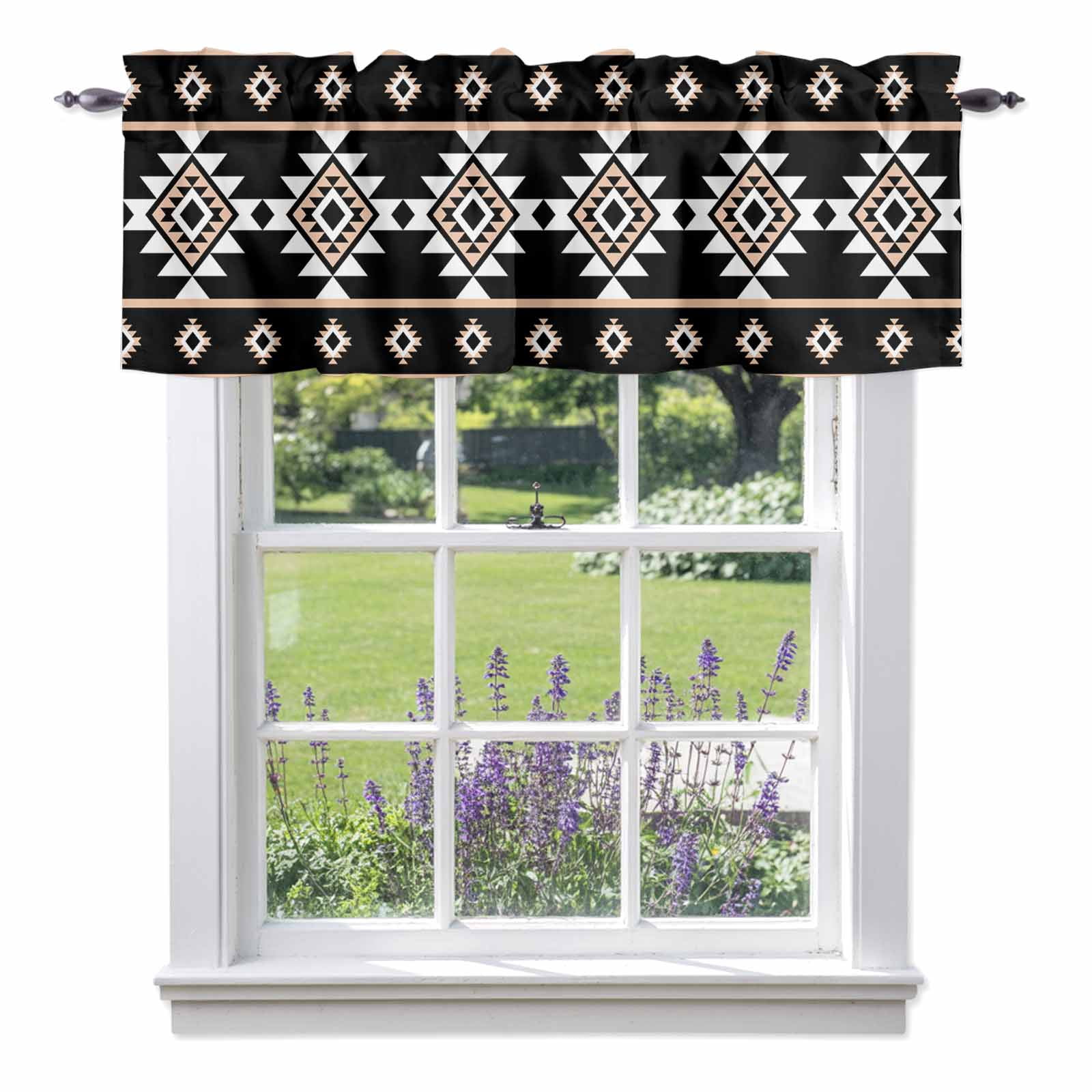 Abstract Boho Tribal Geometric Valances for Windows,Rod Pocket Valance ...