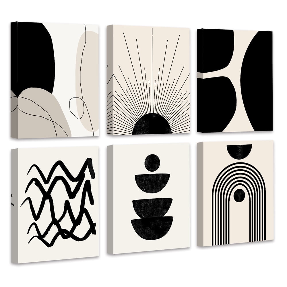 Abstract Boho Wall Art Minimalist Geometric Wall Decor 12X16In6Pcs Photo Inspiration