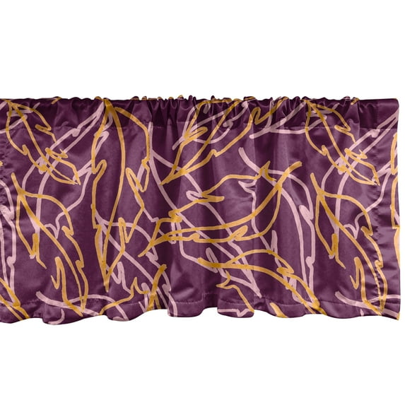 Abstract Boho Window Valance, Funky Vibes Simple Design Bicolored Jumble Stripes Pattern Modern, Curtain Valance for Kitchen Bedroom with Rod Pocket, 54" X 18", Dark Magenta Marigold, by Ambesonne