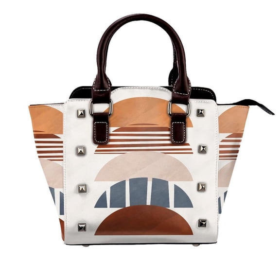 Abstract Botani Boho Flower Rivet Fashion One-Shoulder Women's Handbag Tote Bag