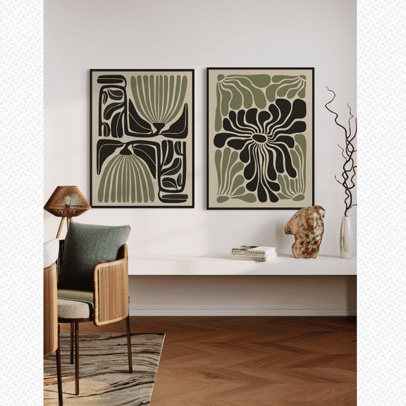 Abstract Botanical Boho Poster Set , Poster Only
