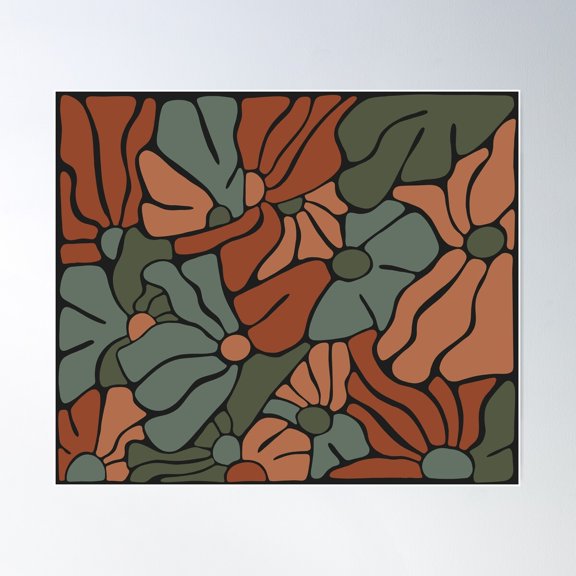 Abstract Botanical Flower Full Design Poster Wall Art, Modern Wall Decor For Living Room Bedroom, 8x12 UNFRAMED
