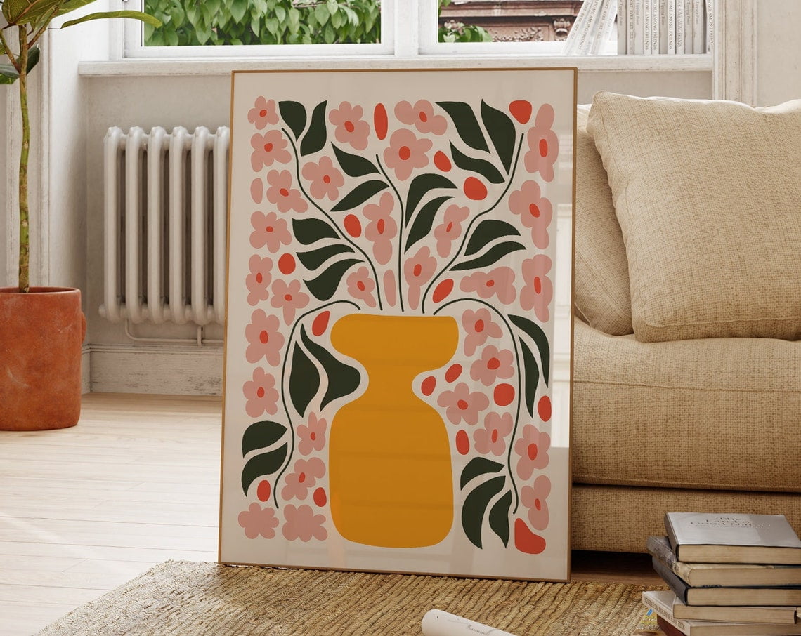 Abstract Botanical Flowers Print Boho Flower Poster Abstract Art Print ...