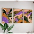 Abstract Botanical Green Purple Nature Modern Decor Poster Set 3 ...
