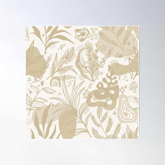 Abstract Botanical Harmony Poster Wall Art, Modern Wall Decor For Living Room Bedroom, 24x24 UNFRAMED