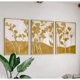thumbnail image 1 of Abstract Botanical Leaf Wall Art Ochre Beige Minimal Triptych Set 3 Unframed Paper Print 20x30, 1 of 3