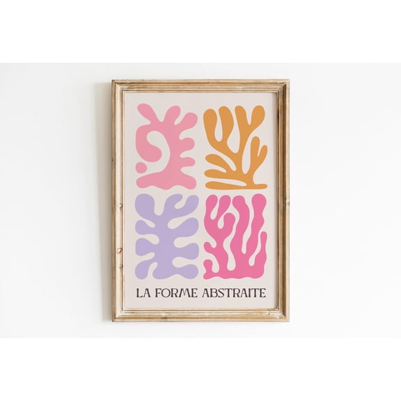 Abstract Botanical Print Eclectic Aesthetic Wall Artpink Wall Art Abstract Paper Cut Art Trendy Wall Art French Wall Art Home Decor #3773, Stretched Canvas Size 12x18
