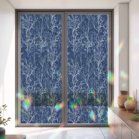Abstract Branches Navy Blue Window Privacy Film, Rainbow Film ...
