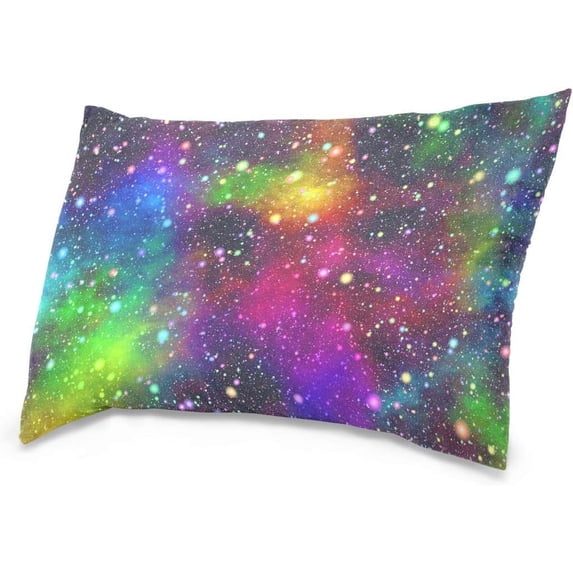 Abstract Bright Universe Velvet Oblong Lumbar Plush Throw Pillow Cover/Shams Cushion Case 20x30in Decorative Invisible Zipper Design for Couch Sofa Pillowcase Only