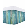 thumbnail image 1 of Abstract Broad Bed Skirt California King Size 16 Inch Drop, Vintage Blue Wood Grain Impressionist Wrap Around Dust Ruffle Bedskirts, Wrinkle & Fade Resistant Easy Fit Bedskirt with Adjustable Elastic, 1 of 8