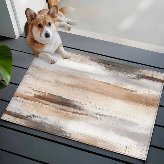 Abstract Brown 2x3 Area Rugs for Living Room, Gradient Modern Street Art Watercolor Non Slip Floor Mat Washable Low-Profile Indoor Carpet for Bedroom, Dining Room, Bathroom