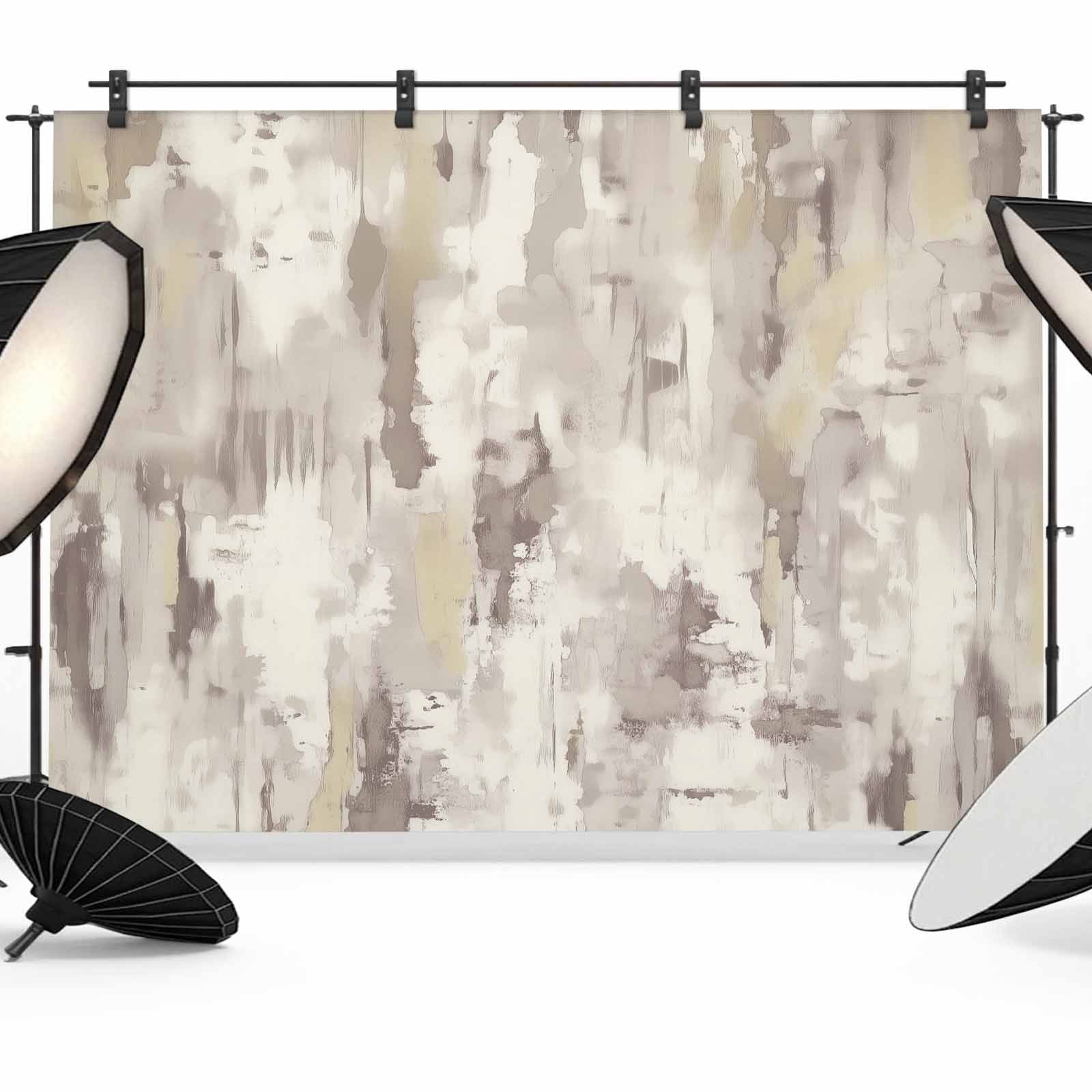 Abstract Brown Backdrop for Photography,Fabric Photo Background Backdrop,Retro Country Rustic Street Oil Paint Art Photo Booth Background for Portrait Photoshoot Video Wedding Decoration Banner 7x5ft