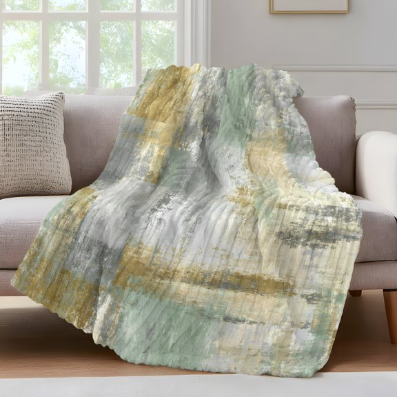 Abstract Brown Beige Art Throw Blanket for Couch Vintage Mottled Texture Soft and Warm Flannel 3D Striped Fluffy Fuzzy Fleece Blanket Lightweight Throw for Bed, Sofa 30 x 40 Inches