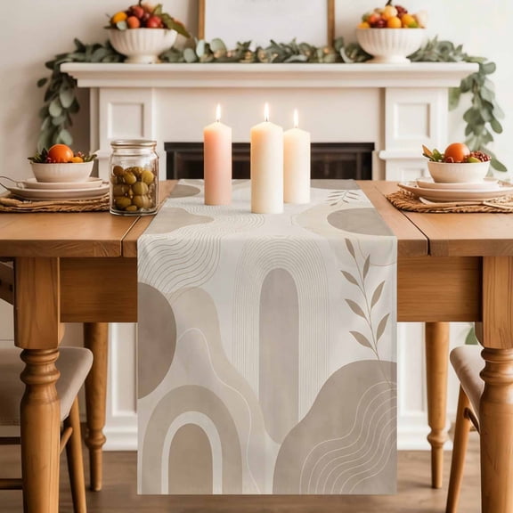 Abstract Brown Dining Table Runner, Boho Botanical Rustic Branch Aesthetic Washable Table Runners Kitchen Coffee Table Center Decor for Home Party Holiday Wedding 13 x 36 Inches