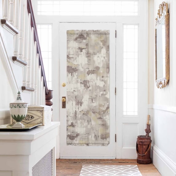 Abstract Brown Door Curtains for Door Window, French Sidelight Front Back Door Curtains With Tieback, Retro Country Rustic Street Oil Paint Art Kitchen Rod Pocket Drapes Panel, 54"x72"