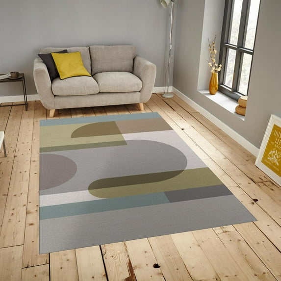 Abstract Brown Geometry Area Rug Modern Colorful Washable Rugs Non-Slip Ultra Soft Rug Print Carpet for Office Bedroom Living Room Area Rug Home Decor 5x7ft