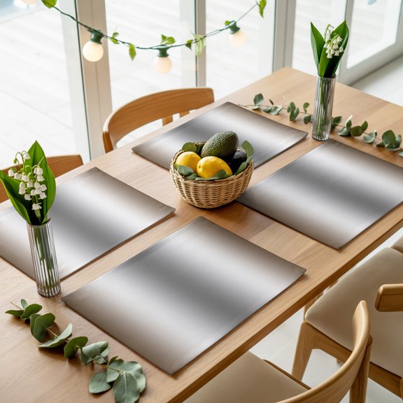 Abstract Brown Gray Gradient Placemats Set of 4,Wipeable Washable Table Mats for Dining Tables, Modern Minimalist Art Place Mats for Kitchen Event Party Tabletop Decor