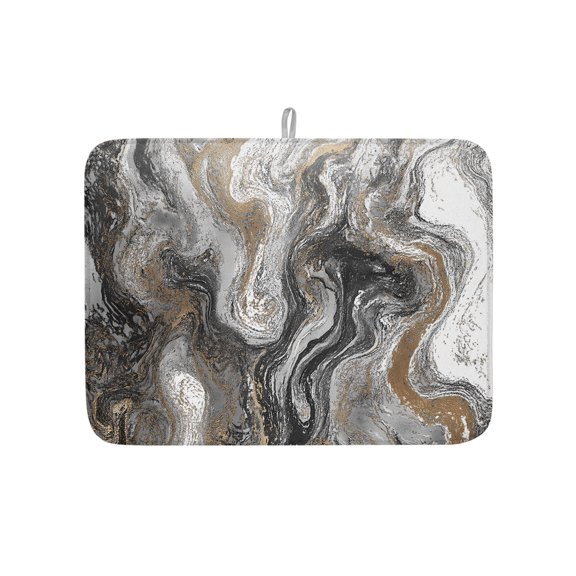 Abstract Brown Gray Marble Dish Drying Mats for Kitchen Counter,Absorbent Microfiber Dish Drainer Rack Mat Modern Watercolor Liquid Drying Pad for Sinks,Utensils,Countertops,18x24in