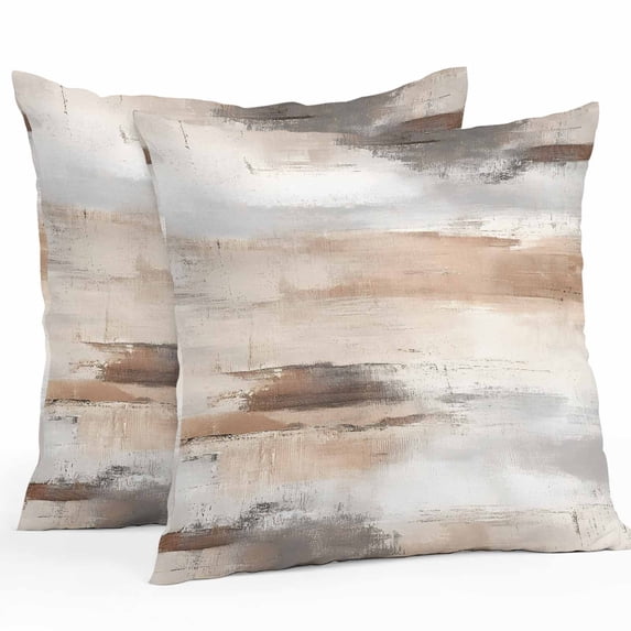 Abstract Brown Outdoor Pillow Covers Pack of 2 Gradient Modern Street Art Watercolor Waterproof Throw Pillow Covers Decorative Cushion Cases for Patio Garden Tent Balcony Couch 18x18 inch