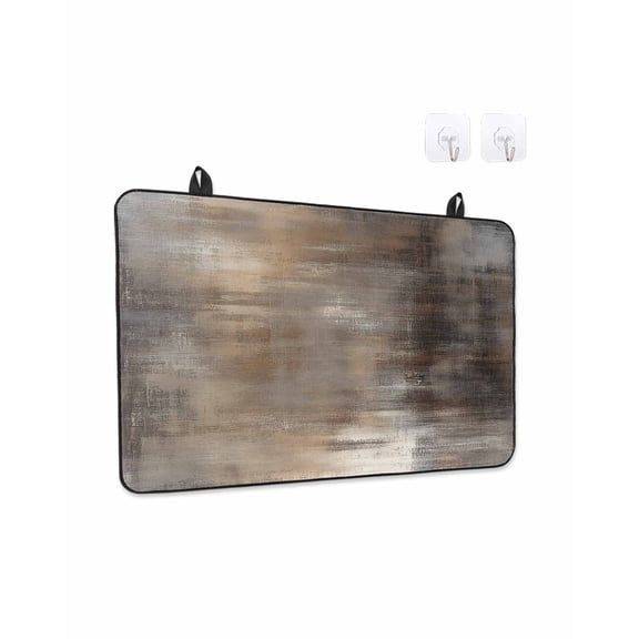 Abstract Brown Paint Stove Top Covers for Electric Stove, 28'x20'' Vintage Wood Gradient Mottled Art Glass Ceramic Stove Cover Foldable Rubber Mat Heat Resistant Cooktop Protector for Kitchen