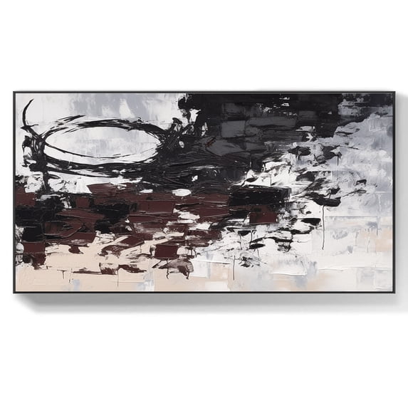 Abstract Brown Red Oil Painting Large Black White Abstract Wall Art Modern Handmade Canvas Painting Brown and Gray Wall Art Decor,Unstretched,Frameless,(122*244cm)48*96Inches