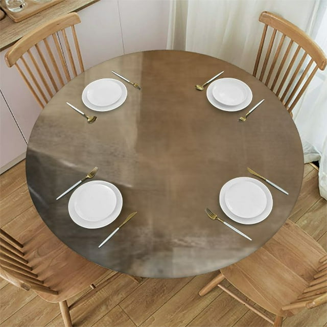 Abstract Brown Round Tablecloth Fitted Table Cover, Elastic Tablecloths