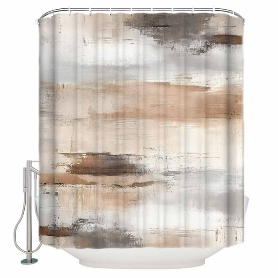 Abstract Brown Shower Curtain, 48" x 72", Gradient Modern Street Art Watercolor Waterproof Bathroom Curtain Washable Shower Curtain Set with 12 Hooks
