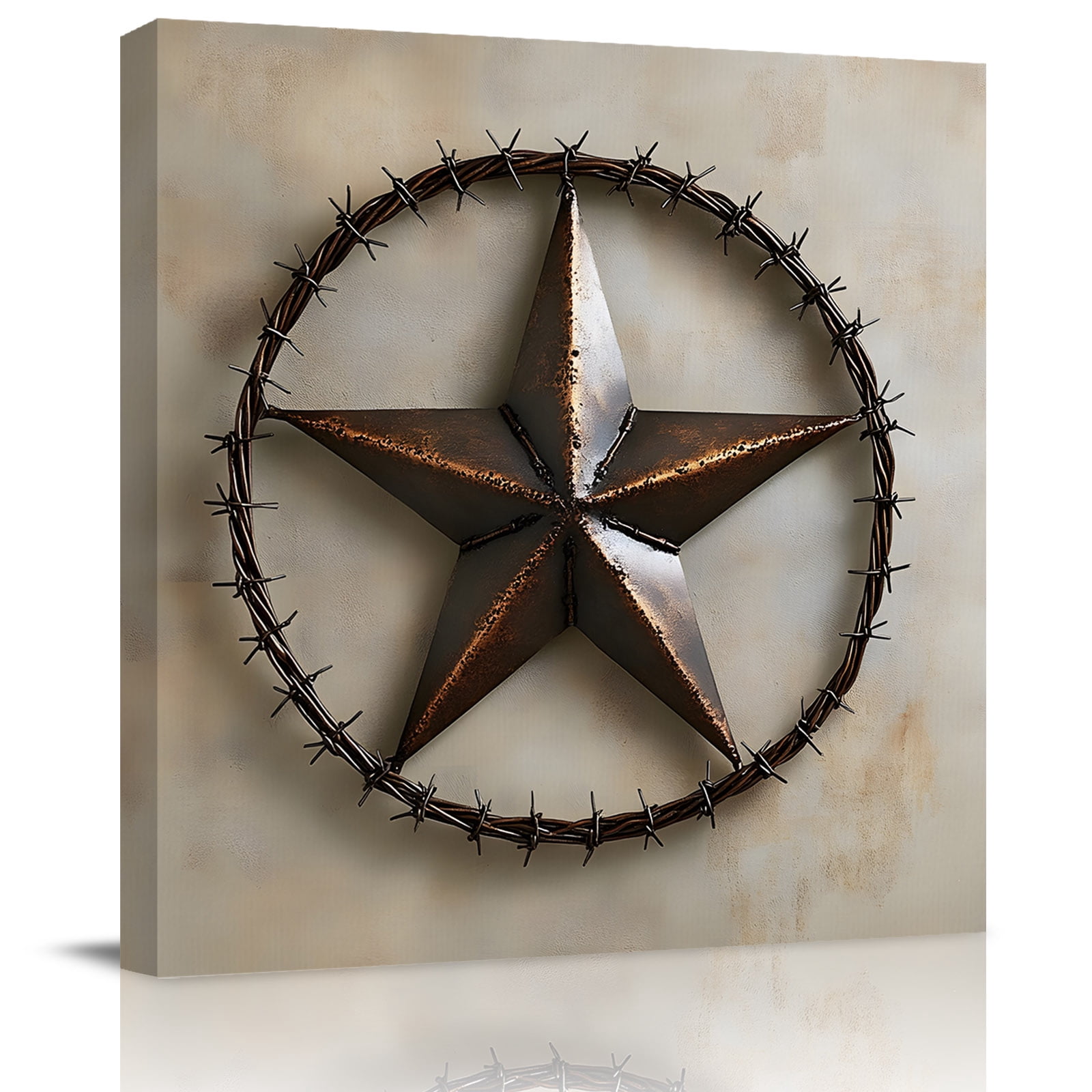 abstract-brown-star-on-vintage-canvas-artwork-painting-art