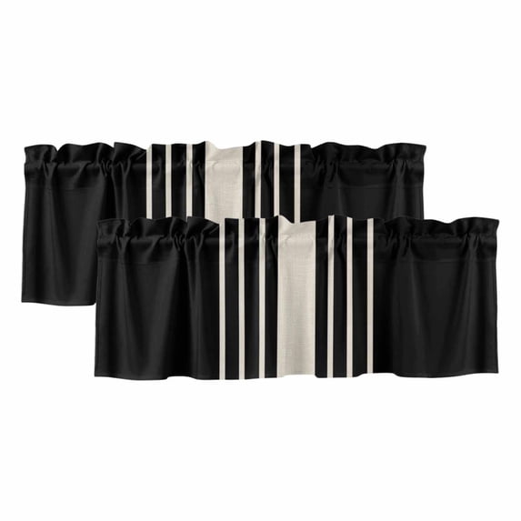 Abstract Brown Striped Valances for Windows 2 Pack, Simple Black ...