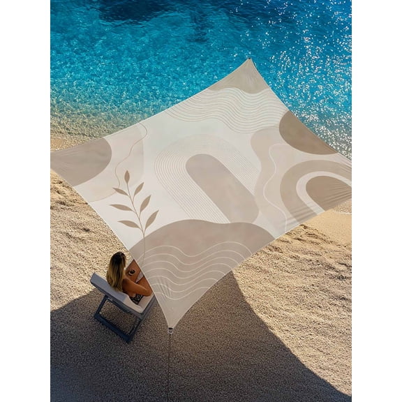Abstract Brown Sun Shade Sail 6.5' x 10', Boho Botanical Rustic Branch Aesthetic Rectangle Outdoor Sunshade Canopy, Waterproof UV Block Patio Covers for Garden Yard Beach