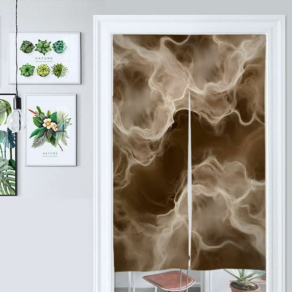 Abstract Brown Swirling Clouds Door Curtain Nordic Living Room DoorCurtain Porch Partition Curtain Kitchen Rative Half Curtain