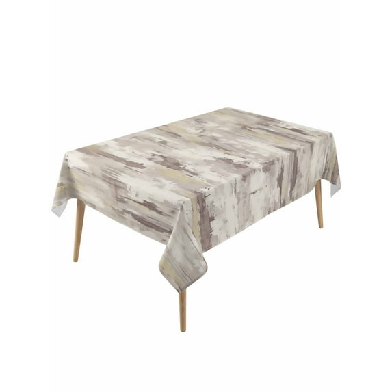 Abstract Brown Table Cloth, Retro Country Rustic Street Oil Paint Art Waterproof Tablecloth for Rectangle Tables, Reusable Washable Fabric Table Cover for Restaurant Kitchen Dining Tables 54"x108"