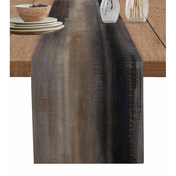 Abstract Brown Table Runner-Cotton Linen- 90 Inch Holiday Dresser Scarves, Modern Minimalist Painting Pure Color Tablerunner for Kitchen Coffee/Dining Bedroom Living Room Dinner Scarf Décor 13x90