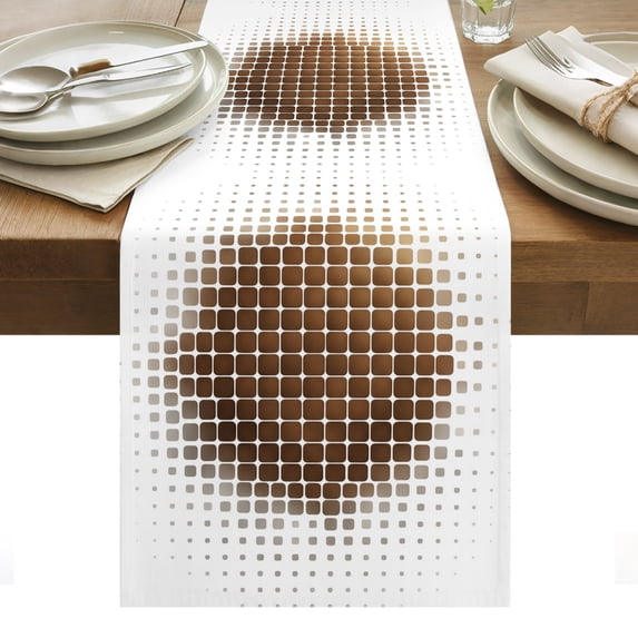 Abstract Brown Table Runner Modern Color Block Gradient Geometric ...