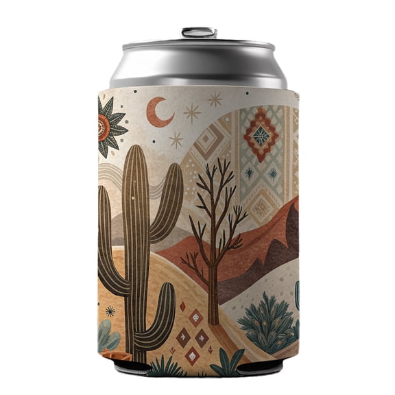 Abstract Brown Tan Southwestern Desert Design Drink Beer Soda Insulated Sleeve Holder Can Cooler Hugger