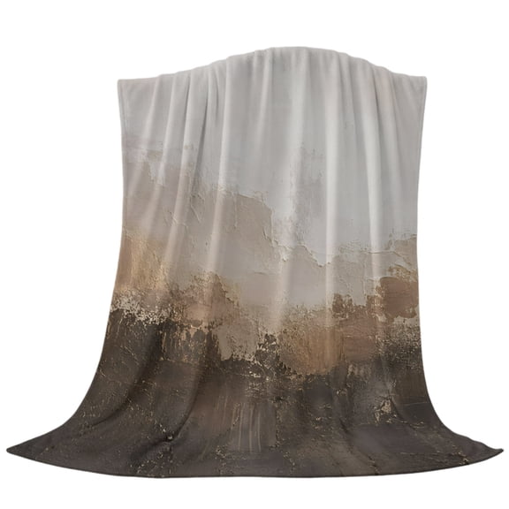 Abstract Brown Throw Flannel Blanket Minimalist Vintage Sandy Beige White Textured Super Soft Cozy Bed Blanket, Lightweight Plush Fuzzy Bed Throw for Bedroom Sofa Couch Living Room 30x40in