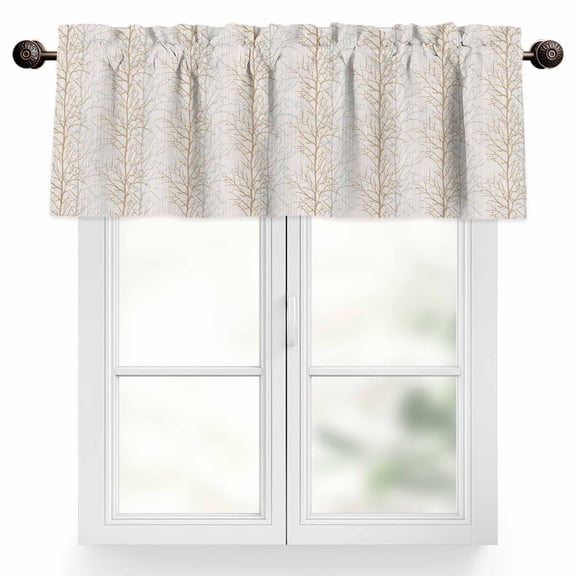 Abstract Brown Valances for Windows, 42 x 12in, Tree Branch Pattern Rod Pocket Kitchen Valance Curtain Light Filtering Window Treatments for Living Room Bedroom, 1 Panel