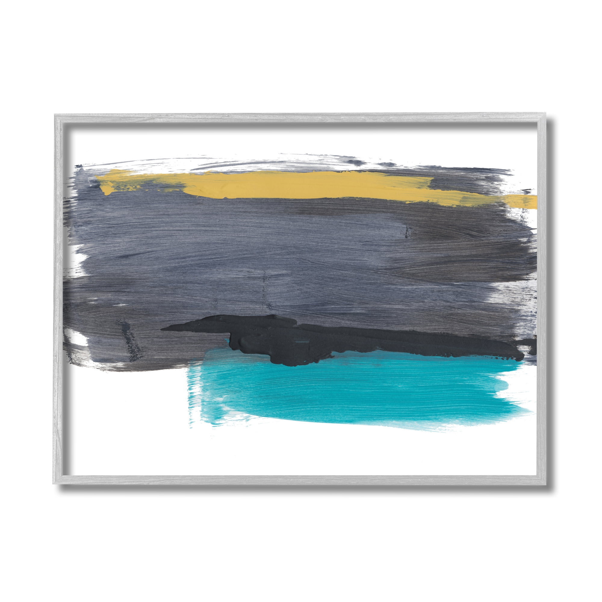 Stupell Industries Abstract Brush Strokes Yellow Blue Grey,11 x 14,Designed by Bronwyn Baker
